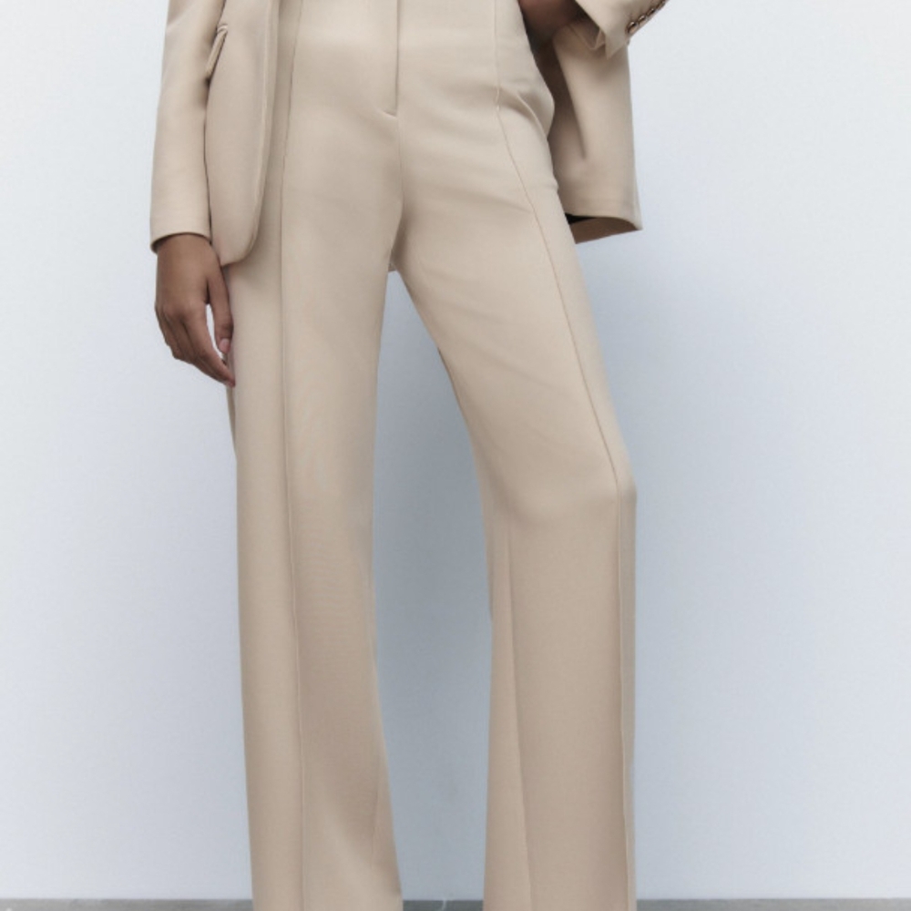 Zara Tan Wide-Leg Trousers